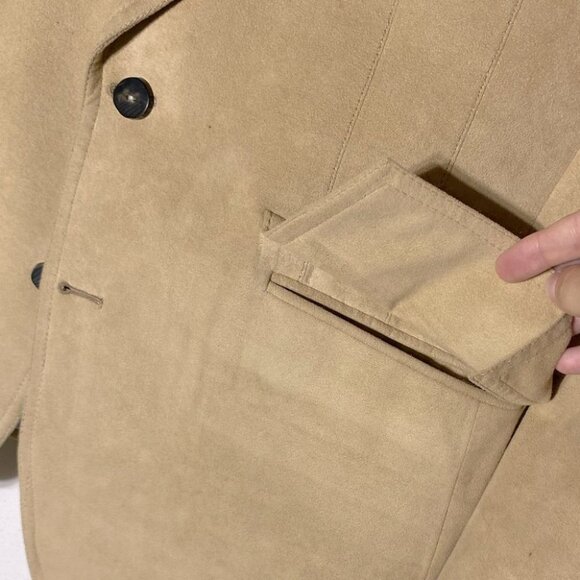 Vintage Warren K Cook John Barrymore Tan Faux Suede Blazer - Picture 7 of 13